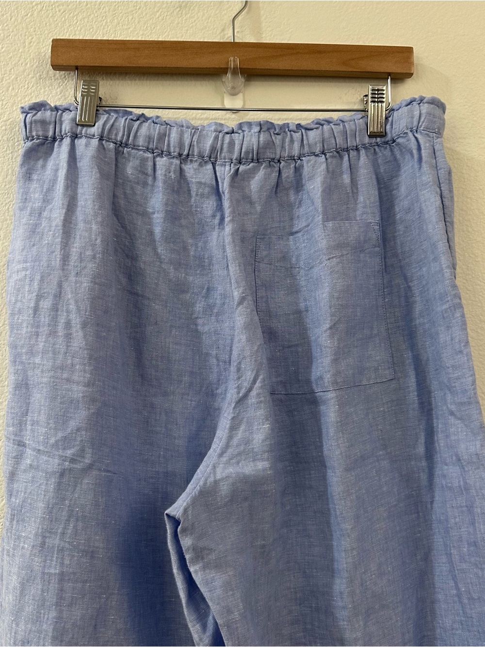 J. Crew Women's Elastic Waist Drawstring 100% Linen Pants Size LP Blue - Picture 6 of 9